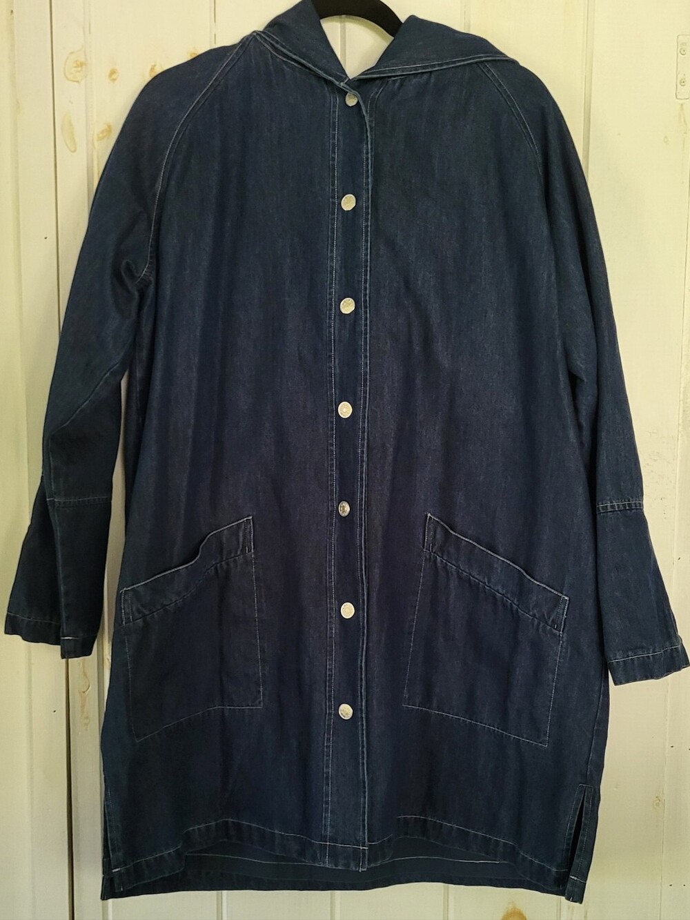 Vintage 1990s Indigo Lined Hooded Denim Chore Utility Jacket